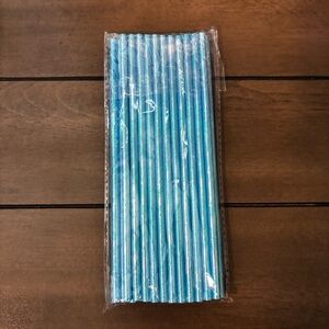 24 Blue Sparkly Paper Party Straws